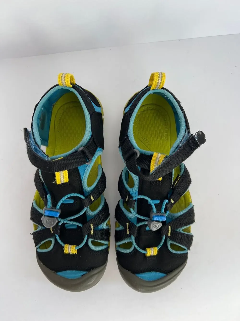 Keen Big Kids Seacamp II CNX Waterproof Water Sandals Black Blue Youth Size 5 6
